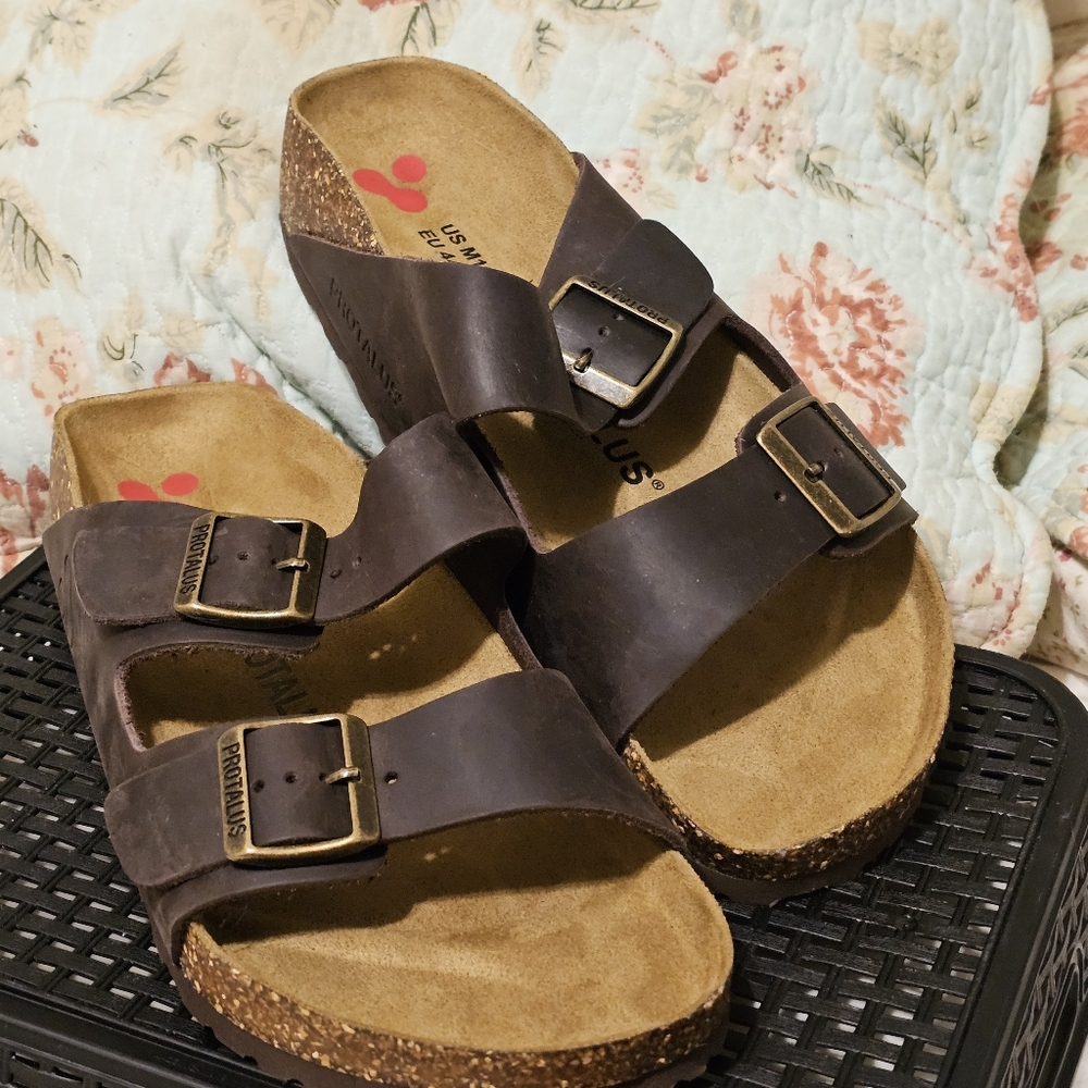 Men's Protalus Brown Leather "Arizona" Similar Sandals Size EU 44 US 10.5-11 - Picture 2 of 13